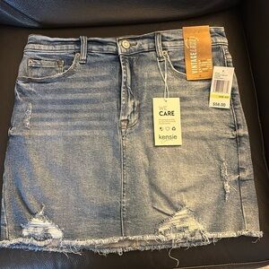 Kensie Raw Hem Distressed Jean Mini Skirt Sz 4